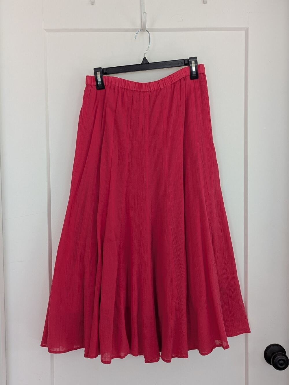 Soft Surroundings Pink 100% Cotton Gauze Maxi Skirt Petite Medium Flowy Boho EUC
